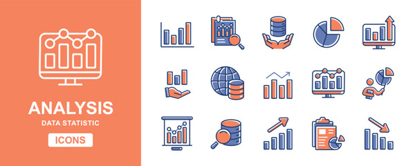 Poster - set of data analysis graph icons. business diagram data statistic chart performance monitoring icon vector illustration for web and app