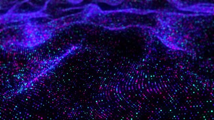 Poster - Abstract particle waves. Computer generated 3d render