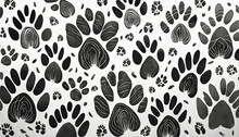 Pattern With Paw Prints Isolated On A White Background Ai Generative