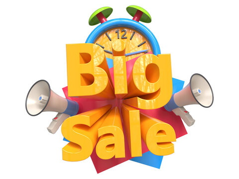 3d Big Sale rendering with megaphone 