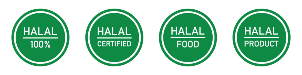 Sticker - Halal food certified icon. Halal food labels Icon. Halal icon, Vector illustration