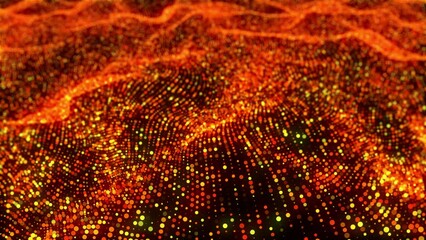 Poster - Abstract particle waves. Computer generated 3d render