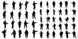 Fototapeta Pokój dzieciecy - Soldier silhouette icon set, Soldier and army force silhouette collection