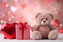 Valentine Gift, Heart-shaped Box, Sand Teddy Bear Greeting Card