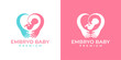 Embryo baby vector logo with hands and heart symbol. Fetus Baby logo. Pregnant logo design template. Logo design template of baby, heart, embryo, mommy, mom, love, pregnant.