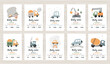 Set of baby shower invitation templates with cars.