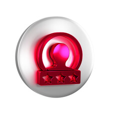 Poster - Red Create account screen icon isolated on transparent background. Silver circle button.
