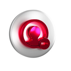 Poster - Red Create account screen icon isolated on transparent background. Silver circle button.