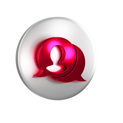 Fototapete - Red Speech bubble chat icon isolated on transparent background. Message icon. Communication or comment chat symbol. Silver circle button.