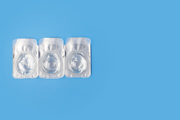 Eye contact lenses packaged, transparent optical aids for vision correction, Vision care, Ophthalmology