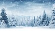 Winter wonderland breathtaking panoramic snowy fir branches with delicate snowfall flakes