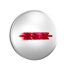 Poster - Red Barbed wire icon isolated on transparent background. Silver circle button.