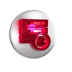 Poster - Red Server bitcoin icon isolated on transparent background. Silver circle button.