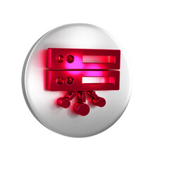 Aufkleber - red server, data, web hosting icon isolated on transparent background. silver circle button.