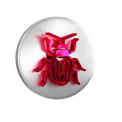 Poster - Red Chafer beetle icon isolated on transparent background. Silver circle button.