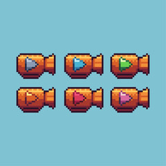 Poster - Pixel art sets of camera play with variation color item asset. Simple bits of camera with play button pixelated style. 8bits perfect for game asset or design asset element for your game design asset.