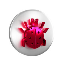 Sticker - Red Mite icon isolated on transparent background. Silver circle button.