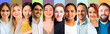 A collage of portraits and faces of a multiracial group of diverse smiling boys and girls, good for an avatar and profile photo. Diversity concept.