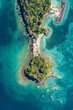 Aerial coral necklace around island Martinique
