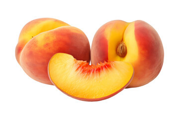 Poster - Peach and its slices on white transparent background