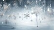  a group of snowflakes hanging from the ceiling of a room with snow flakes hanging from the ceiling.  generative ai