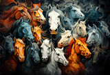 Fototapeta  - Pferde - Tierköpfe, die das gesamte Bild ausfüllen. 