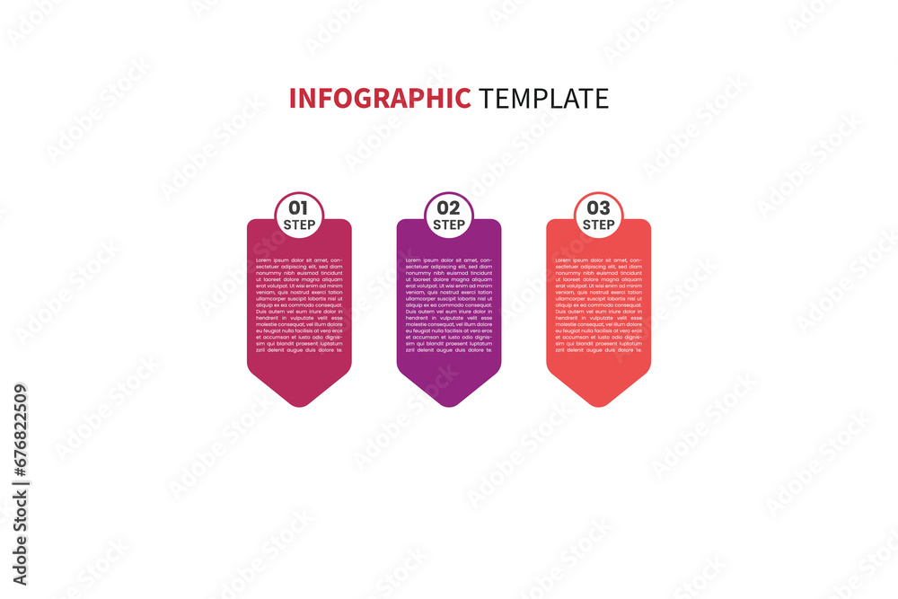 Vector Infographic, 3 Step Element Infographic With Options, Flat ...