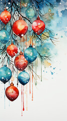 Wall Mural - Colorfull watercolor christmas card