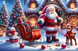Illustration of santa claus with christmas gifts