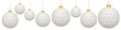 Bannière boules de Noël blanches avec suspensions en or