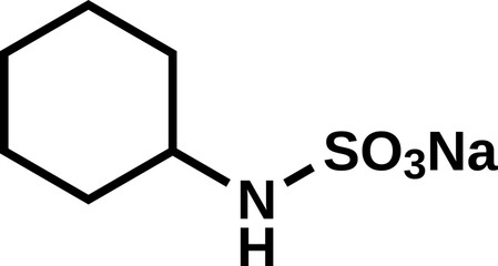 Sodium cyclamate chemical structural formula, vector illustration