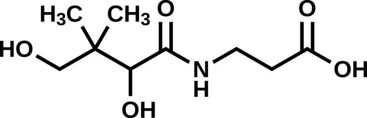 Sticker - Pantothenic acid structural formula, vitamin B5 vector illustration  