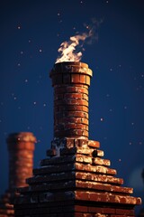 Aufkleber - A brick chimney with fire coming out of it. This image can be used to depict a fire hazard or a dangerous situation involving fire.