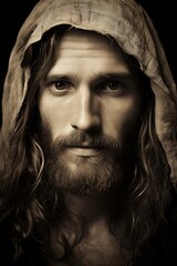 Wall Mural - Jesus Christ portrait. Son of God our Lord saviour. Generative Ai