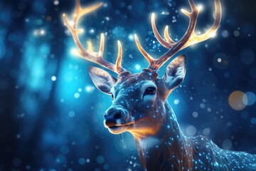 Wall Mural - A close-up photograph of a deer in the snow. This image captures the beauty and serenity of nature during winter. Perfect for any winter-themed projects or nature-related designs.