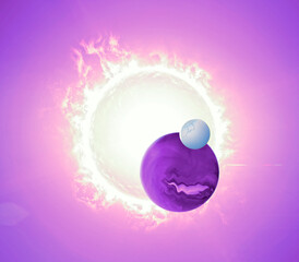 Wall Mural - exomoon or extrasolar moon is a natural satellite that orbits an exoplanet or other non-stellar extr