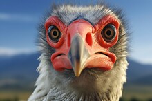 Close-up Portrait Of A Vulture With A Blurred Background