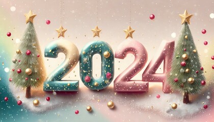 Wall Mural - new year, 2024, numbers, christmas, new year's eve,