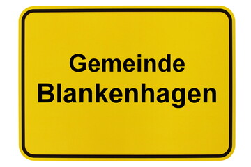 Illustration eines Ortsschildes der Gemeinde Blankenhagen in Mecklenburg-Vorpommern