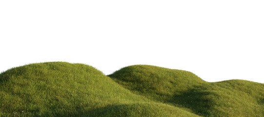 Wall Mural - Hills with grass on a transparent background. 3D rendering.