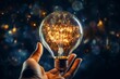 © Ilja - Creative idea generation with electric bulb in hand and innovative infographics background