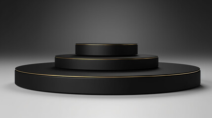 Wall Mural - black luxury podium pedestal product display on white background. Made with generative ai