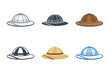 Safari Hat icon collection with different styles. cork helmet icon symbol vector illustration isolated on white background