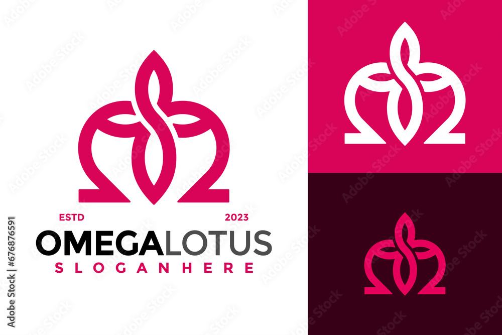 Letter M Omega Lotus Logo design vector symbol icon illustration Stock ...