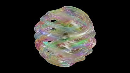 Poster - Colorful light plastic shape rotation animation isolated on black background