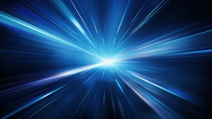 Fototapete - future, energy technology concept. Digital image of striped light rays with blue light.