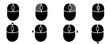 Mouse button click, swipe right, left, forward, back outline icons set eps10