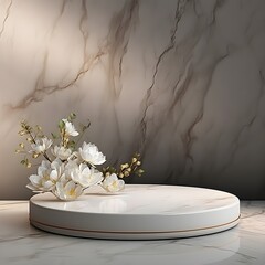 Luxury marble background with modern podium for product.