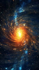 Wall Mural - vertical poster of flaming galactic spiral in cosmic space. abstract art of fire swirl in sci-fi gal