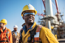 Attractive African American Oil Worker At Work On A Drilling Rig